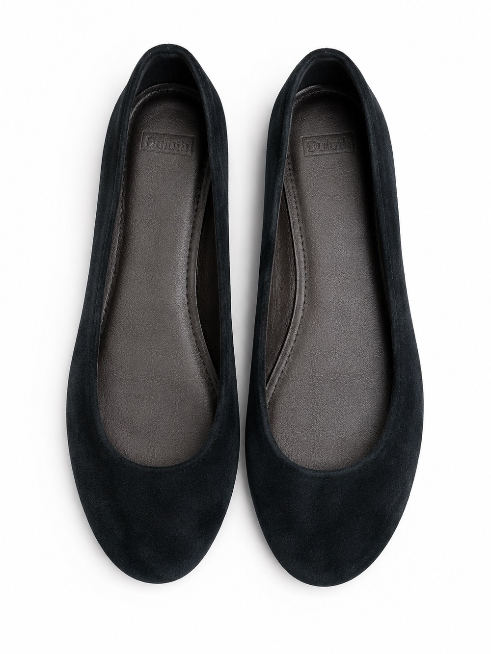 Duluth Trading Co Black Comfort Ballet Flats Slip On Shoes Suede Travel Size 8